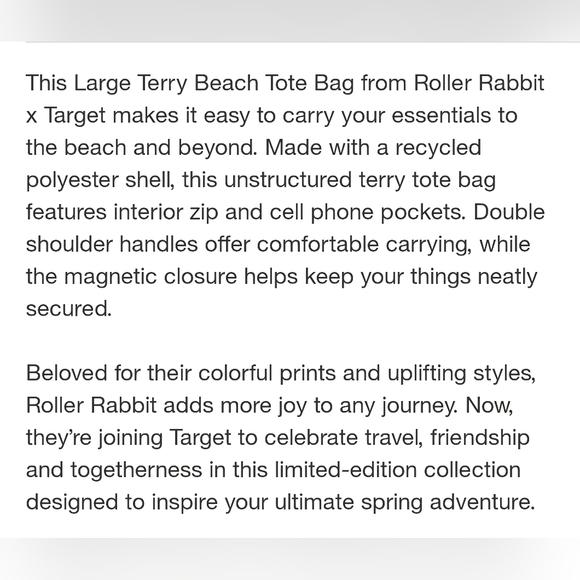 Roller Rabbit X Target Beach Tote - Picture 6 of 7